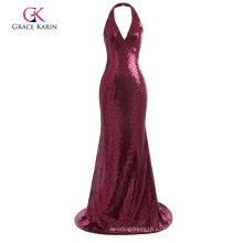 Грейс Карин потрясающие длиной до пола, блестками Холтер V-образным вырезом бальное платье вечернее платье Размер 7 США 4~16 GK001129-1